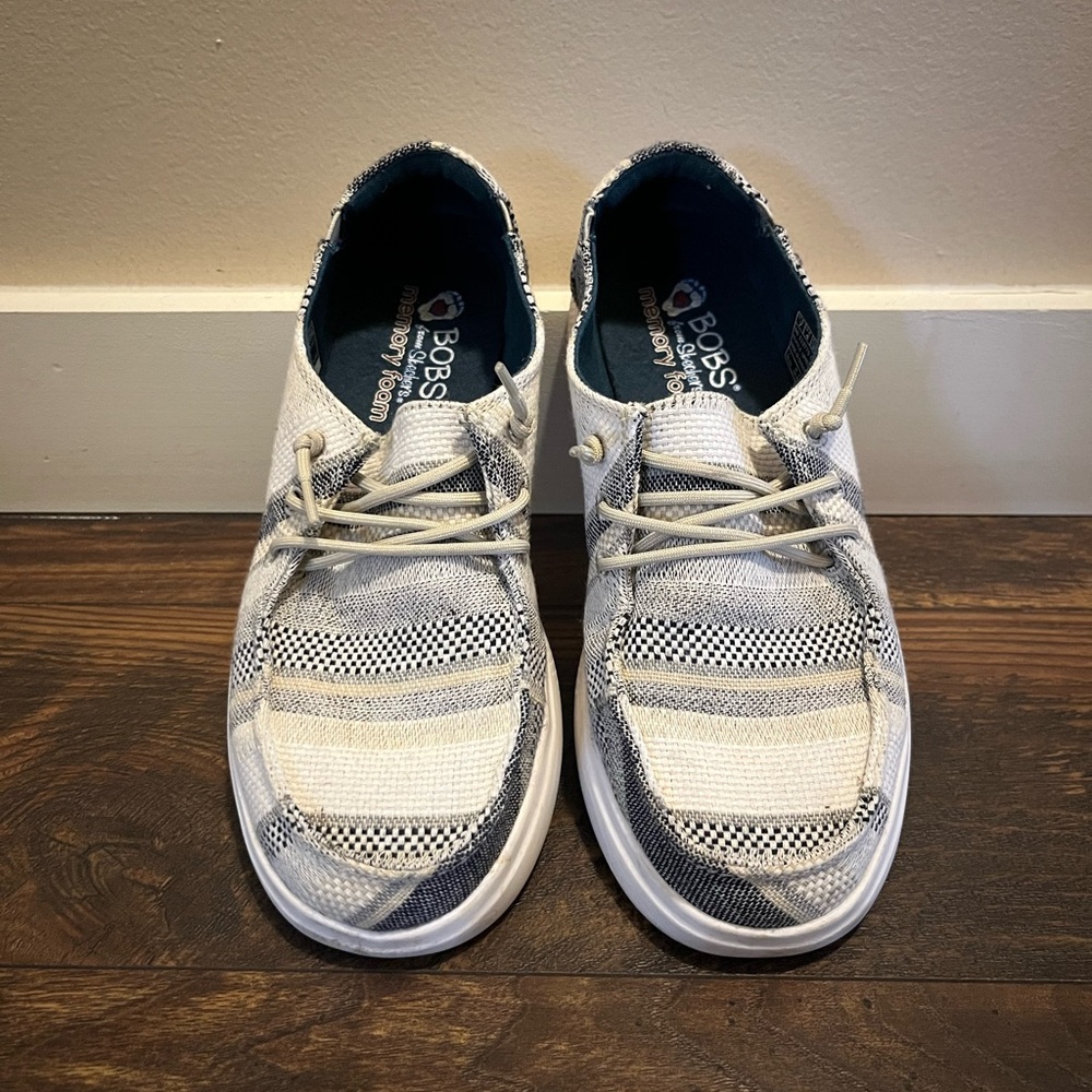 Skechers Black and White Slip-On Loafers